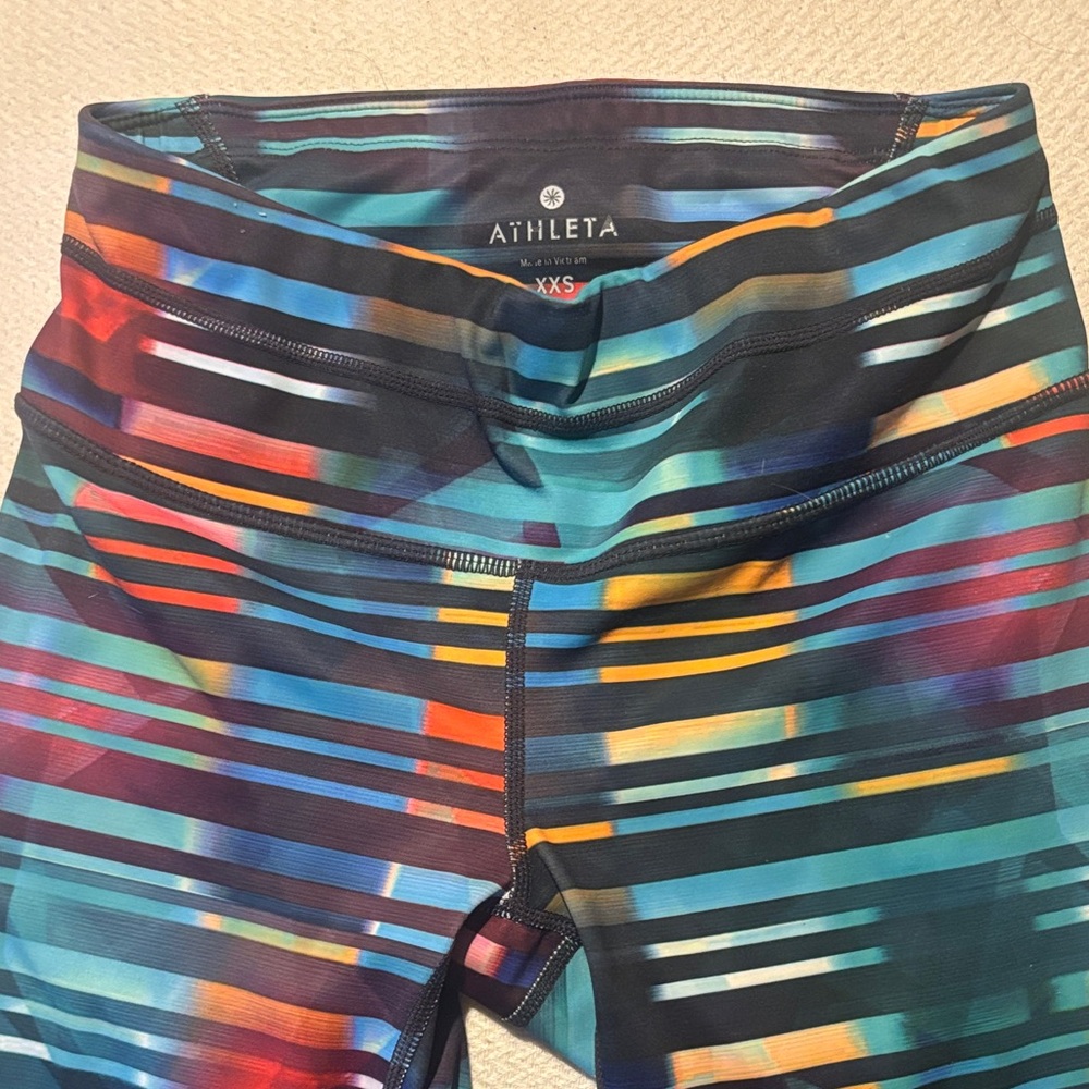 Athleta Striped Multicolor Athletic Capri